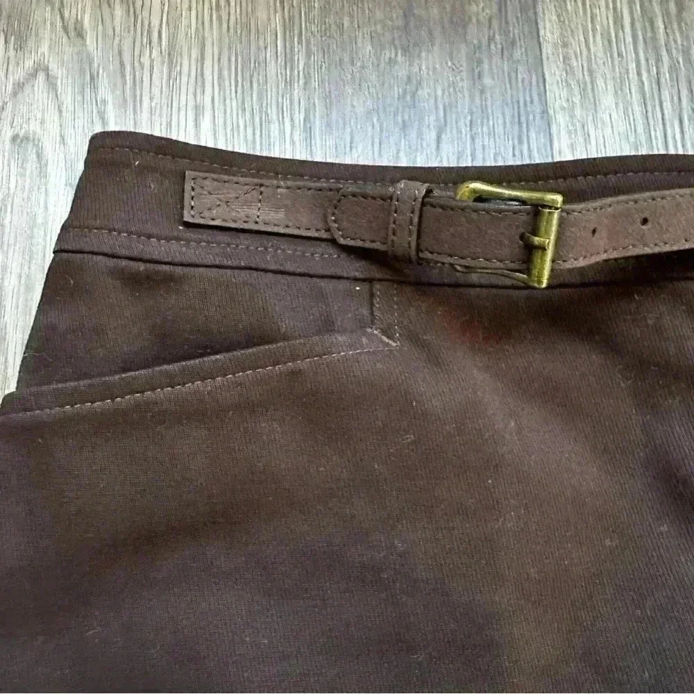 Lauren Ralph Lauren Skirt Twill 2P Stretch‎ Womens Pencil Brown Belted Preppy
